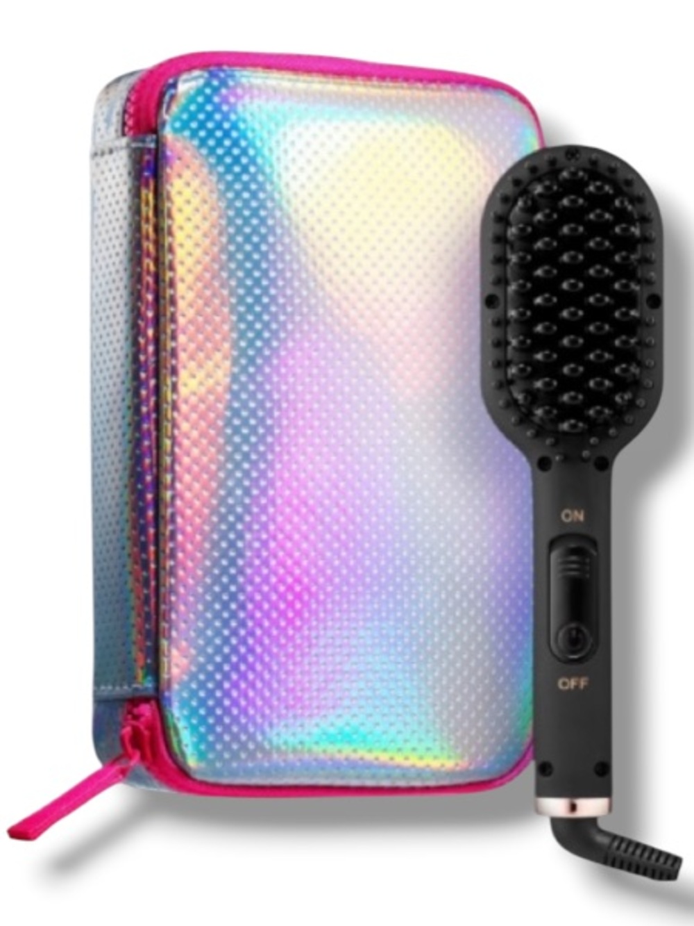 Amika Polished Perfection Mini Straightening Heat Hair Brush Travel Size w Pouch